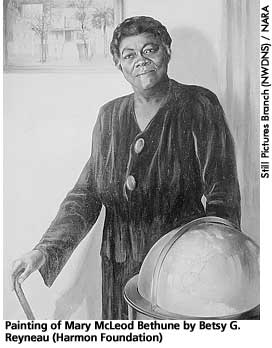 [painting of Mary McLeod Bethune by Betsy G. Reyneau]  