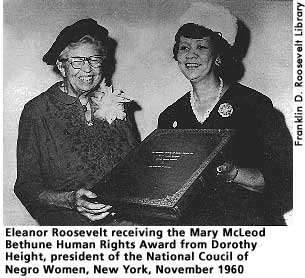 [picture: ER receiving Human Rights award from Dorothy Height, New York, Nov. 1960]  