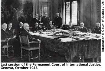 [picture: Last session of the Permanent Cour of Intern'l Justice, 1945] 