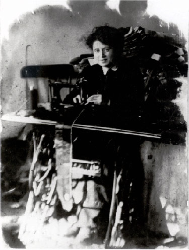 Young Rose Schneiderman Sewing Cap Linings, 1908
