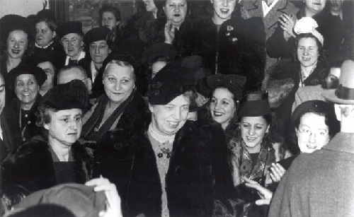 ER with IBEW women striking at the Leviton Manufacturing Company, February, 25, 1941.