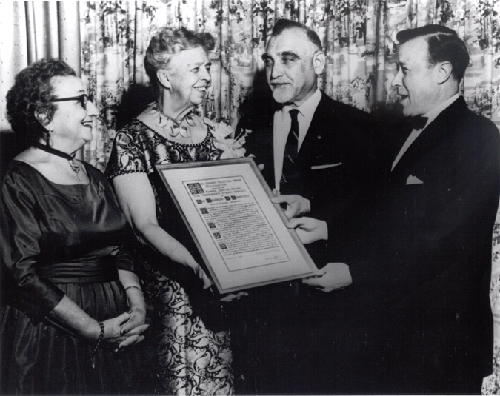 ER with Bessie Hillman, Jacob Potofsky, and Walter Reuther