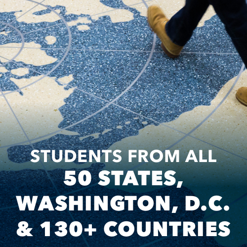 Students from all 50 states, Washington, DC, and 130+ countries