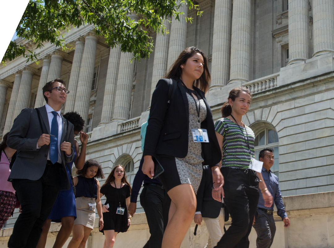 students walking in DC