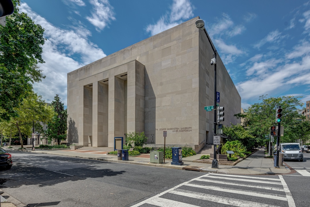 Exterior photo of Lisner Auditorium