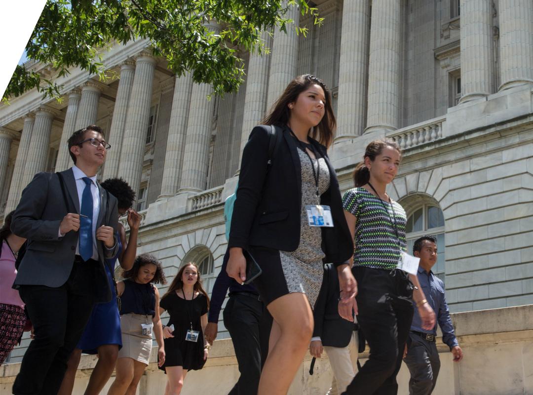 students walking in DC