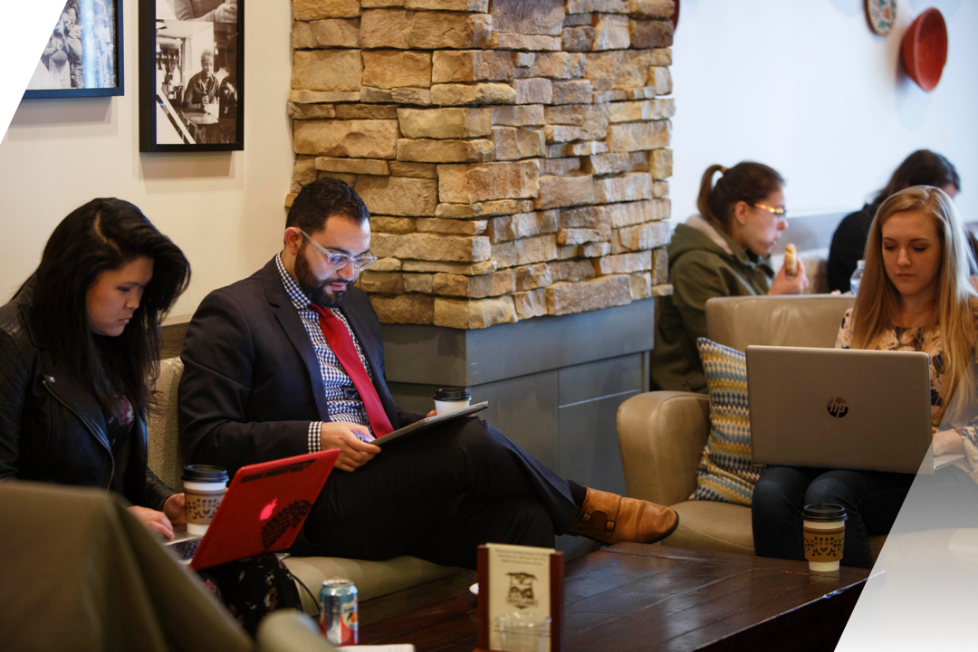 students in coffee shop