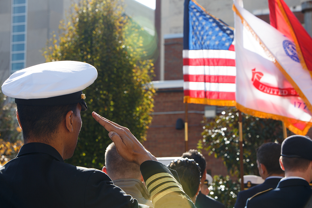 Soldier Saluting an American Flag