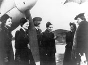 [photo: ER talks with American women flyers in England, Oct. 26, 1942]