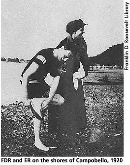 [picture: Franklin and Eleanor Roosevelt on the shore of Campobello, 1920]