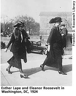 [picture: Esther Lape and Eleanor Roosevelt in Washington, DC, 1924]]