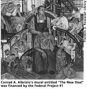 [picture: Conrad A. Albrizio's mural was financed by the Federal Project #1]  