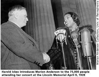 [picture: Harold Ickes introduces Marian Anderson, Lincoln Memorial, 1939]
